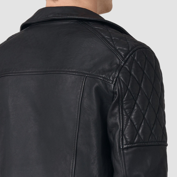 All Saints Boyson Leather Biker Jacket S M - Picture 3 of 8